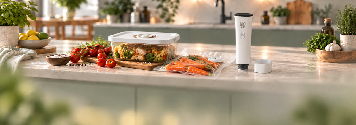 EcoSave Glass vakuumsett med pumpe beholdere og poser 